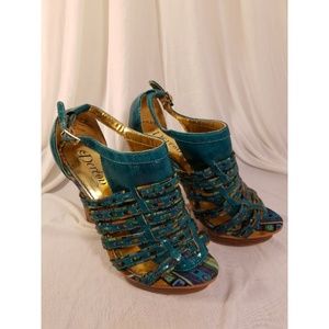 Dereon Womens Shoes High Heels Sandals Teal